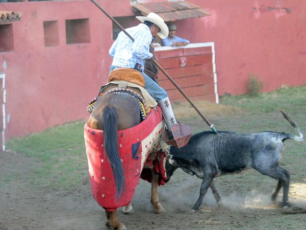 Peleando