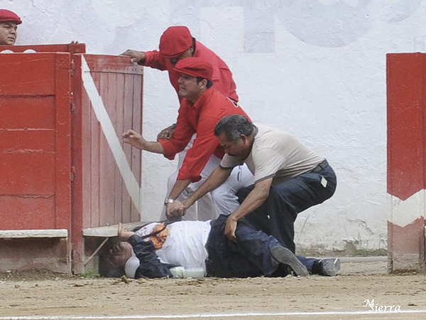 Gravsima cornada en el pecho